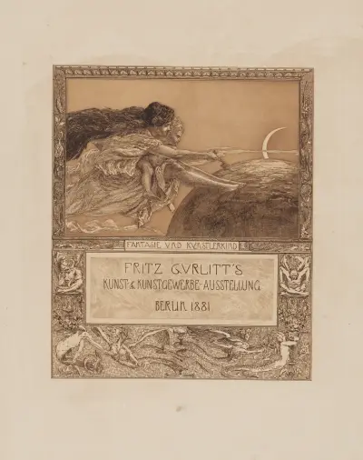 Die Gurlitt-Ausstellungskarte; Fantasie und Künstlerkind von Max Klinger