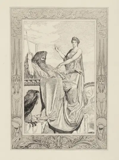 Jupiter och Venus (Amor och Psyche, Opus V, blad 33) av Max Klinger