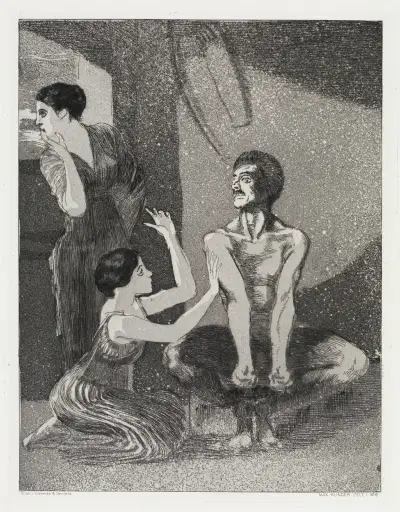 Mädchen und Schütze (Zelt, Opus XIV, 1. Teil, Nr. 9), Max Klinger