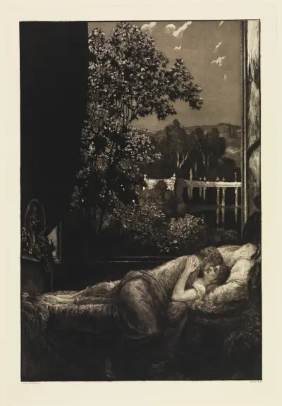 Natt (Lycka) (En kärlek, Opus X, blad 5) av Max Klinger