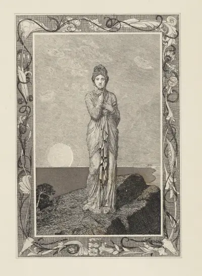 Psyche på klippan (Amor och Psyche, Opus V, blad 10) av Max Klinger