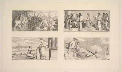 Psyche und Arundo; Hochzeitszug der Psyche; Psyche und Ceres; Venus und Merkur av Max Klinger