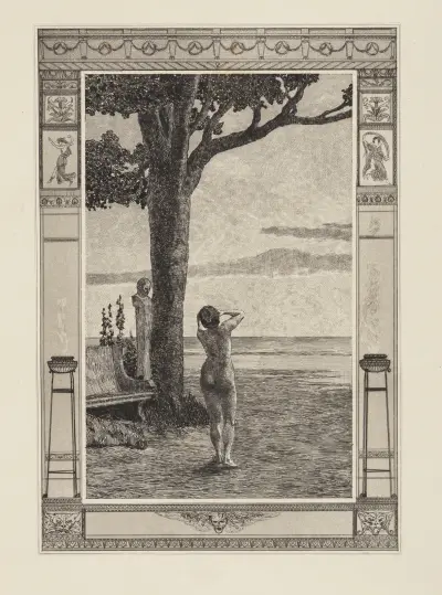 Psyche övergiven (Amor och Psyche, Opus V, blad 22) av Max Klinger
