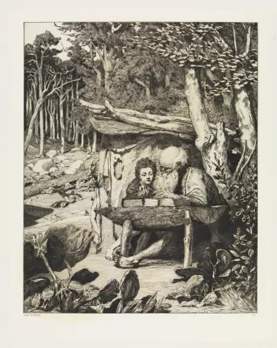 Enkel skrivlektion (Intermezzi, Opus IV, blad 7) av Max Klinger