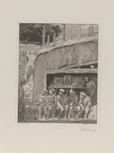 Soldiers in a trench von Max Klinger