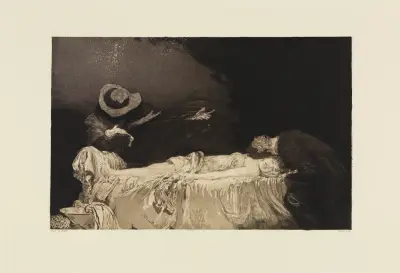 Död (En kärlek, Opus X, blad 10) av Max Klinger
