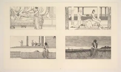 Venus Im Gemache Amors; Psyche Badend; Psyche Im Hause Der Venus; Psyche Ausruhend av Max Klinger