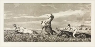 Verfolgter Centaur (Intermezzi, Opus IV, Blatt 3), Max Klinger