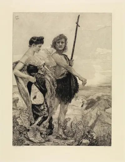 Frestelse (Om döden, andra delen, Opus XI, blad 10) av Max Klinger