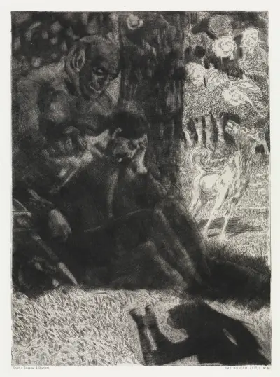 Zauberer und Ritter (Zelt, Opus XIV, 2. Teil, Nr. 34) av Max Klinger