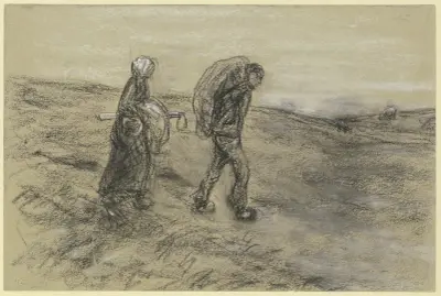 Arbetare med hustru hemvändande från fältarbetet av Max Liebermann