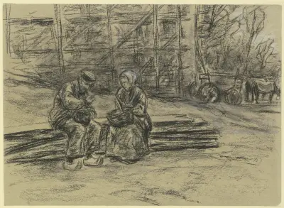 Arbetare som äter sin lunch av Max Liebermann