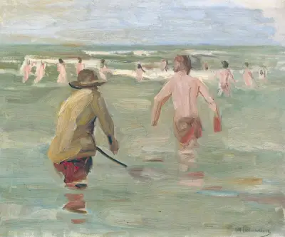 Bathing Boys With Crab Fisherman av Max Liebermann