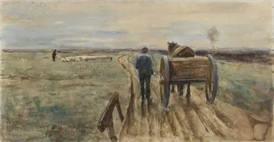 Bonde med häst och vagn av Max Liebermann