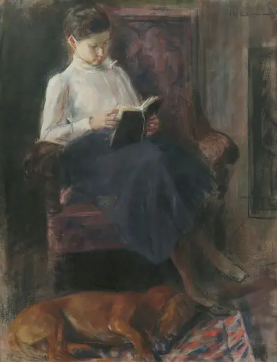 Porträtt av dottern Käthe läsande av Max Liebermann