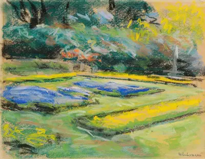 Blumenterrasse im Wannseegarten nach Nordwesten av Max Liebermann