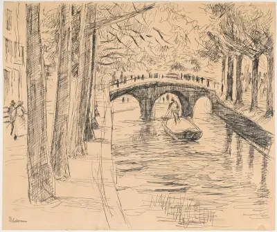 Bro över en kanal i Amsterdam av Max Liebermann