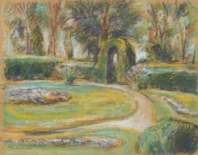Rondellen i häckträdgården av Max Liebermann