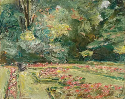 Die Blumenterrasse im Wannseegarten nach Norden av Max Liebermann