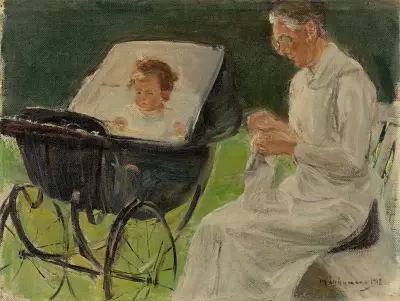 Konstnärens sondotter med sin barnflicka i Wannseeträdgården av Max Liebermann