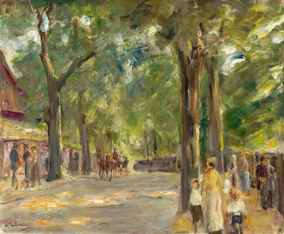 Die Große Seestrasse in Wannsee mit Spaziergängern av Max Liebermann