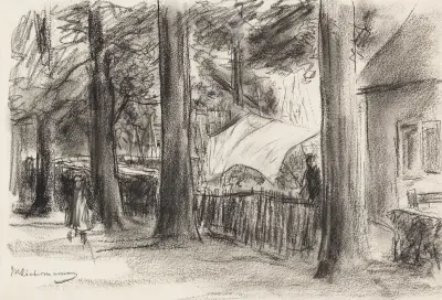 Byväg med gamla träd av Max Liebermann