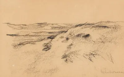 Dynlandskap (studie till 'Kärra i dynerna') av Max Liebermann