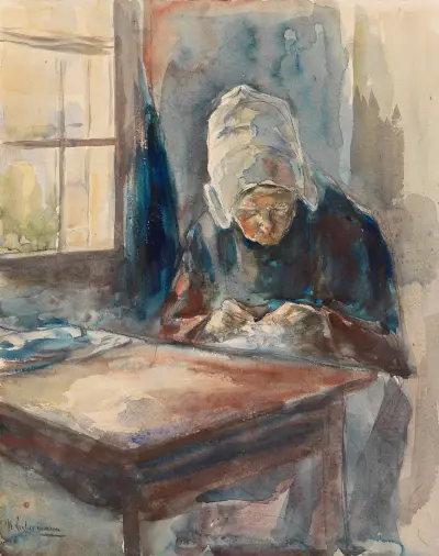 Holländska vid handarbete av Max Liebermann