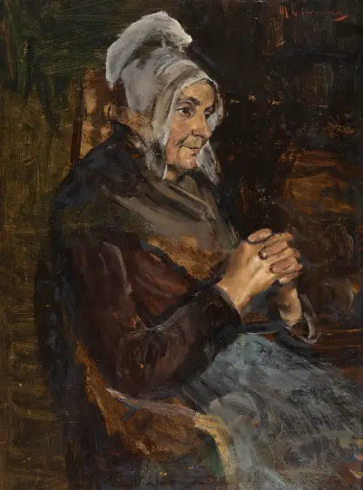 Holländska med vit hätta av Max Liebermann