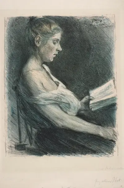 Läsande flicka (Anna-Christine Mattuschka-Grisebach) av Max Liebermann