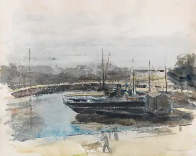 Quai in Hamburg av Max Liebermann
