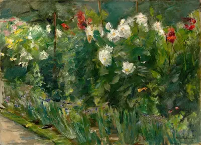 Röda och vita blommor mot sydost av Max Liebermann