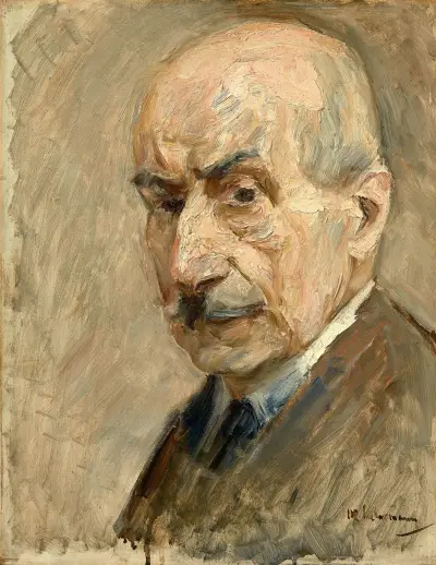 Självporträtt, byst i trekvartsprofil åt vänster av Max Liebermann