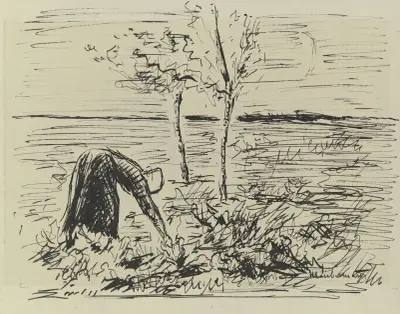 Studie till väggmålningen Vinter (till Vedplockerskan) av Max Liebermann