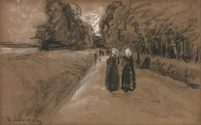 Två kvinnor i en gränd vid Zuiderzee av Max Liebermann