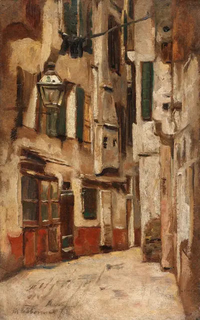 Venezianische Gasse nach rechts av Max Liebermann