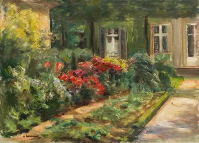 Wannseeträdgården – hus med röda perenner av Max Liebermann