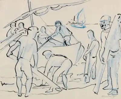 Boats on the Water II, Hermann Max Pechstein