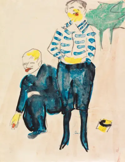 Pojkar som spelar kula av Hermann Max Pechstein