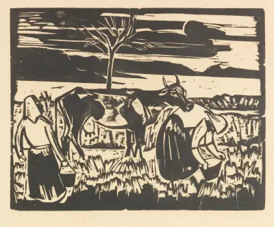 Cow with Women, Hermann Max Pechstein