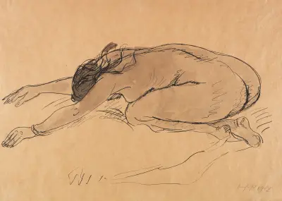 Kauernder Akt von Hermann Max Pechstein