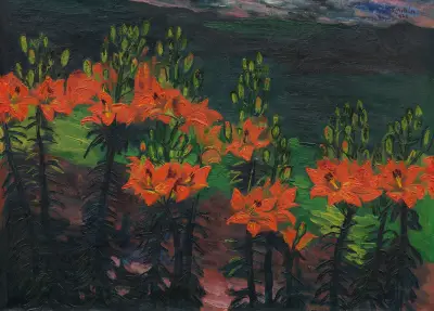 Fire Lilies av Hermann Max Pechstein