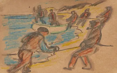Fischer beim Einholen der Boote, Hermann Max Pechstein