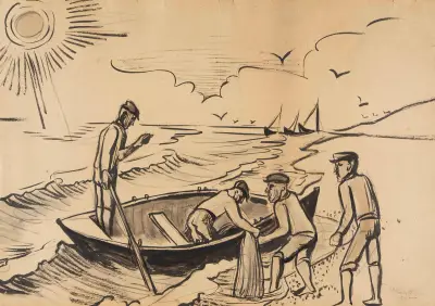 Fishermen by the Sea, Hermann Max Pechstein