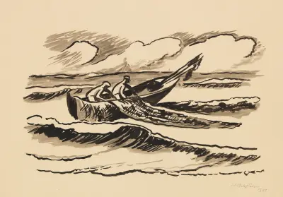 Hauling in the nets, Hermann Max Pechstein