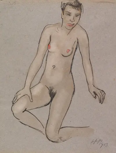 Kneeling Nude, Hermann Max Pechstein