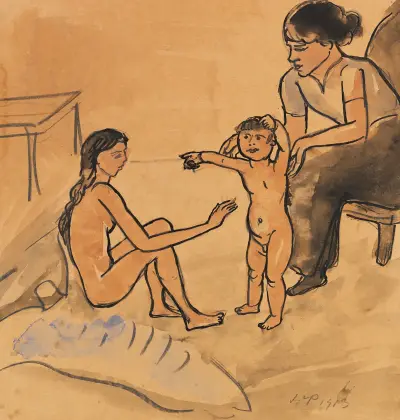 Mother and her two children, Hermann Max Pechstein