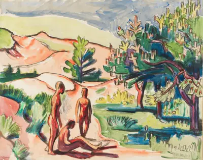 Nudes in the Dunes av Hermann Max Pechstein