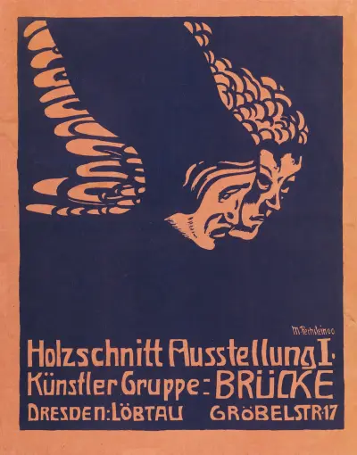 Plakat für die Holzschnitt-Ausstellung I der Künstlergruppe ‘Brücke’ in Dresden-Löbtau, Hermann Max Pechstein