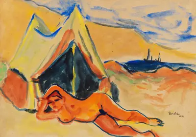 Reclining Nude on the Beach von Hermann Max Pechstein